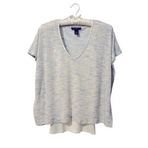 White House Black Market XS V-Neck Short Sleeve Lined Kimono Ruana Box Top